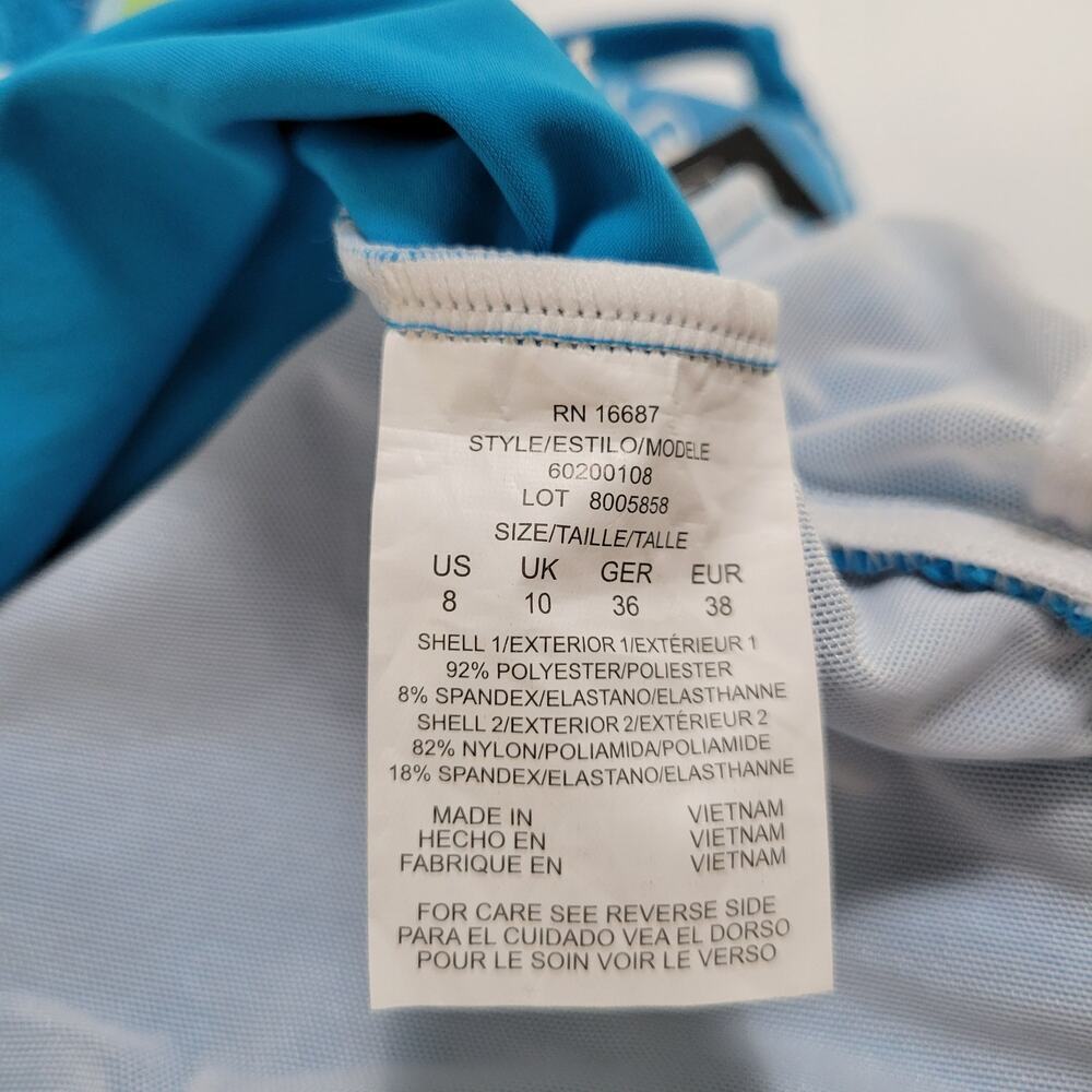 Swim Solutions Tummy-Control Flyaway Swimdress Crochet Boho Teal NWT Size 8 - Picture 10 of 11
